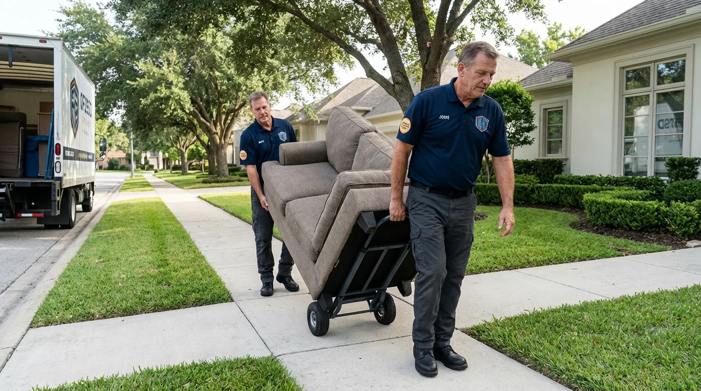 Local residential moving crew loading furniture in Danville, OH
